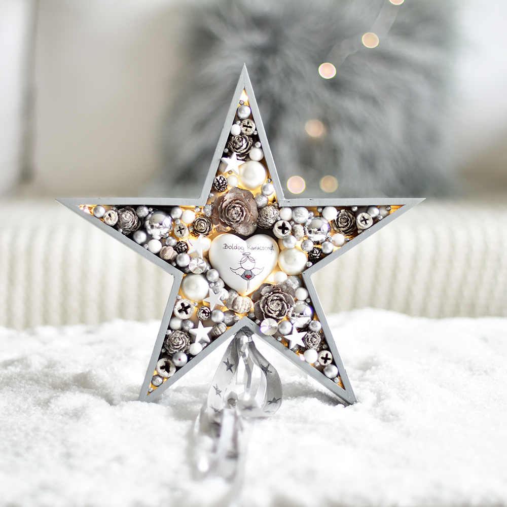Karácsonyi ötlet - szürke világítós fa csillag