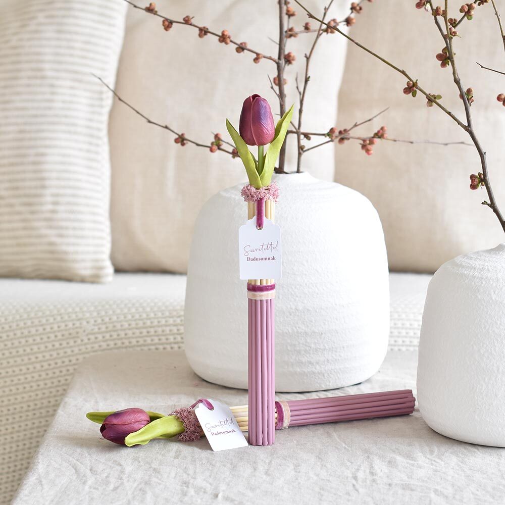 Pedagógus ajándék – rattan pálcás tulipán mályva színű