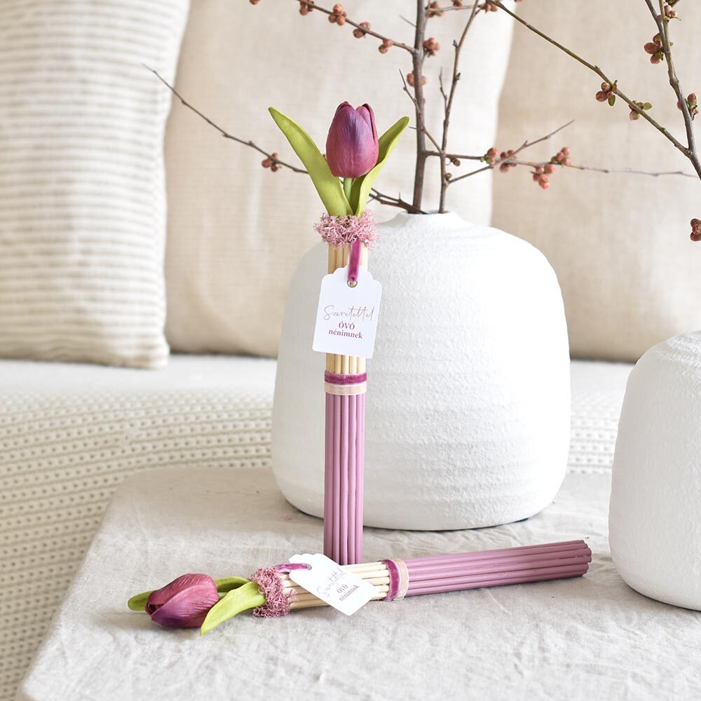 Pedagógus ajándék – rattan pálcás tulipán mályva színű