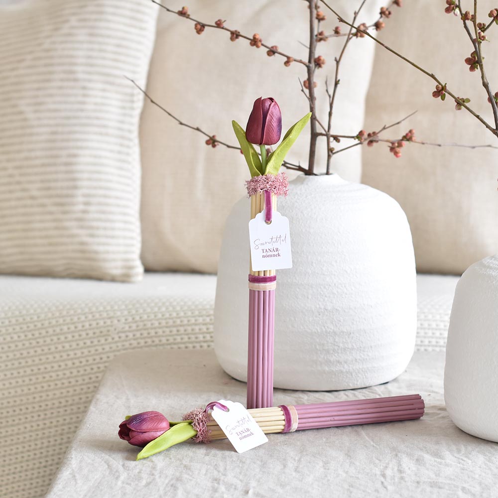 Pedagógus ajándék – rattan pálcás tulipán mályva színű