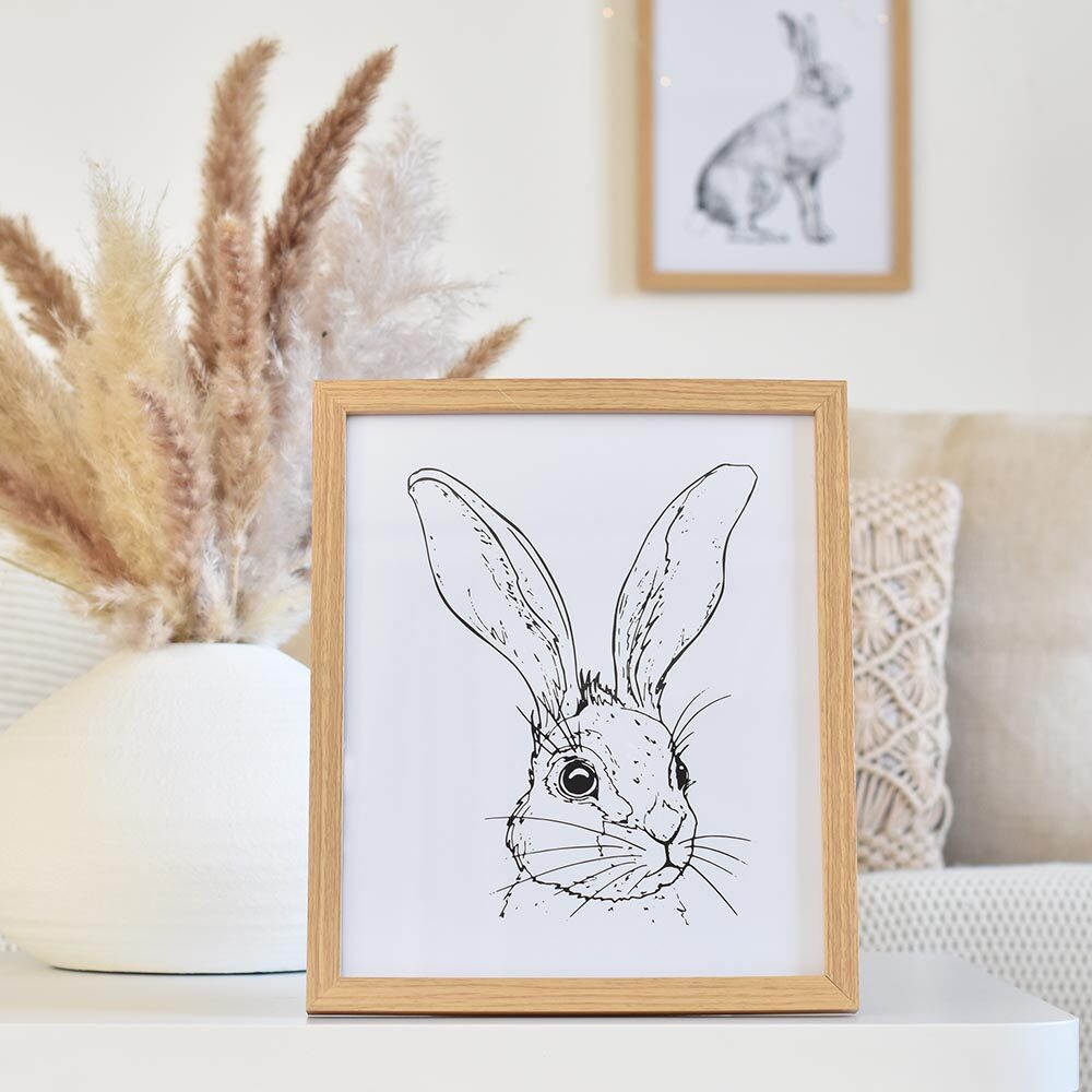 Nyuszi és bárány figura fa képkeretben