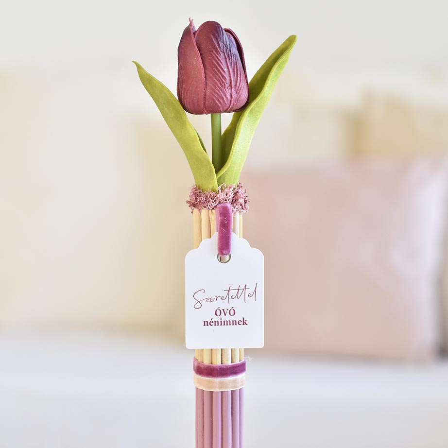 Pedagógus ajándék – rattan pálcás tulipán mályva színű