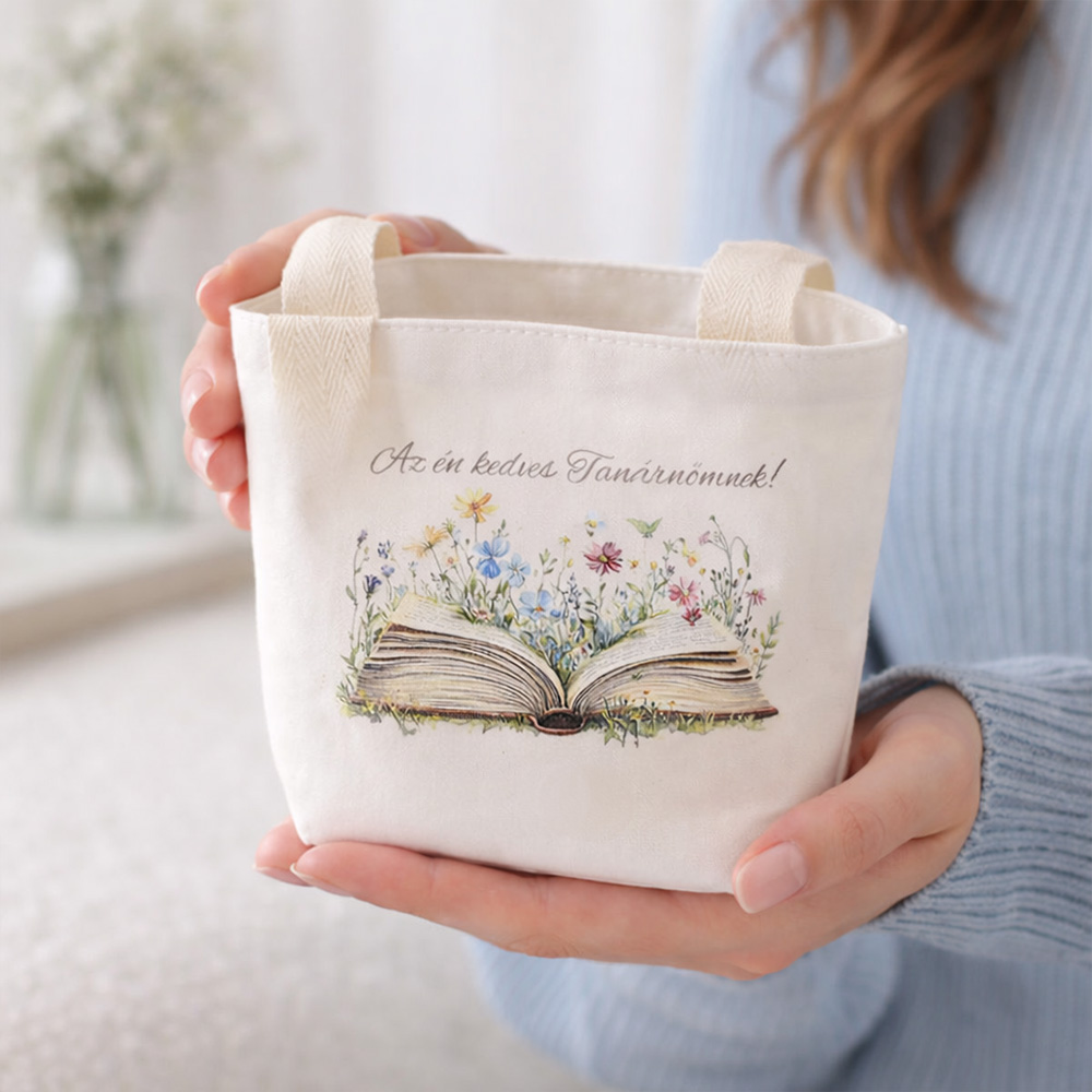 Pedagógusoknak ajándék - egyedi vászon szütyő