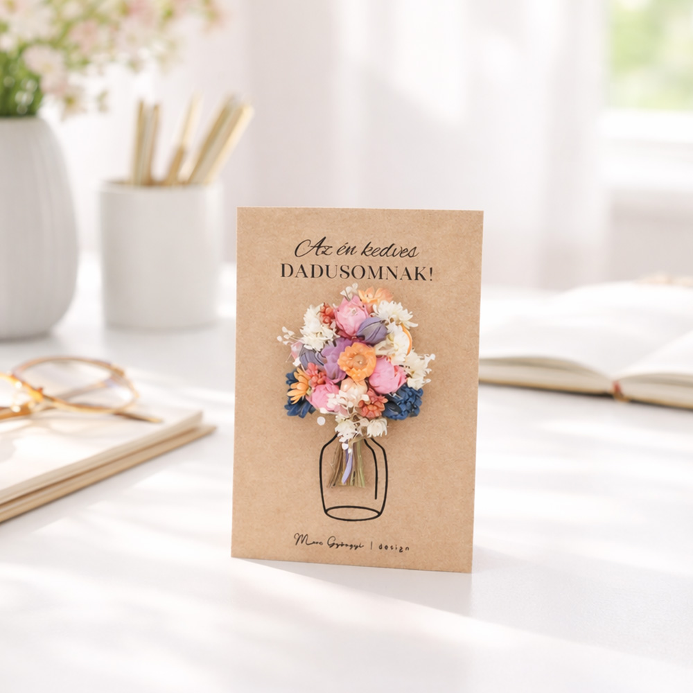 Szárított virágos hűtőmágnes - kézműves búcsúajándék Óvónőknek, Dadusoknak, Tanítóknak