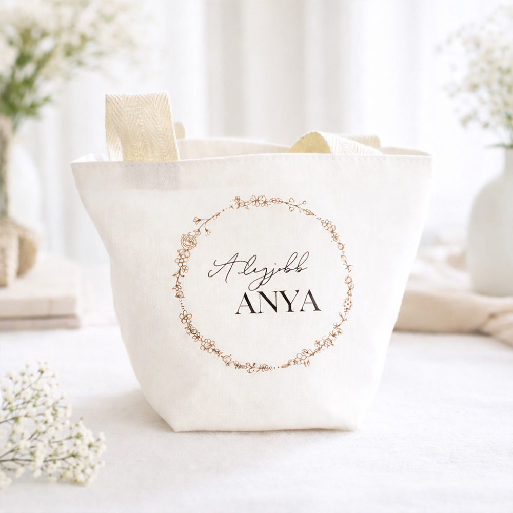 Vászon szütyő anyák napi ajándékhoz - Legjobb Anya felirattal