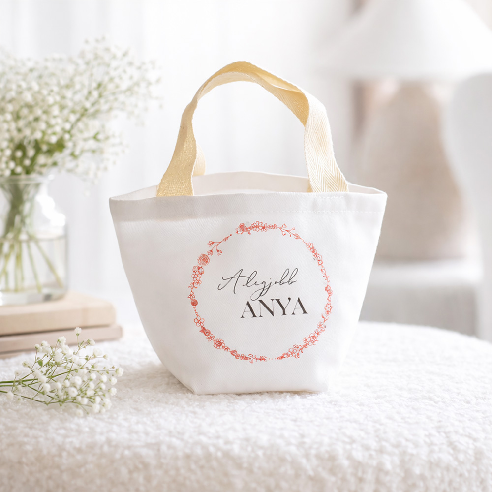 Vászon szütyő anyák napi ajándékhoz - Legjobb Anya felirattal