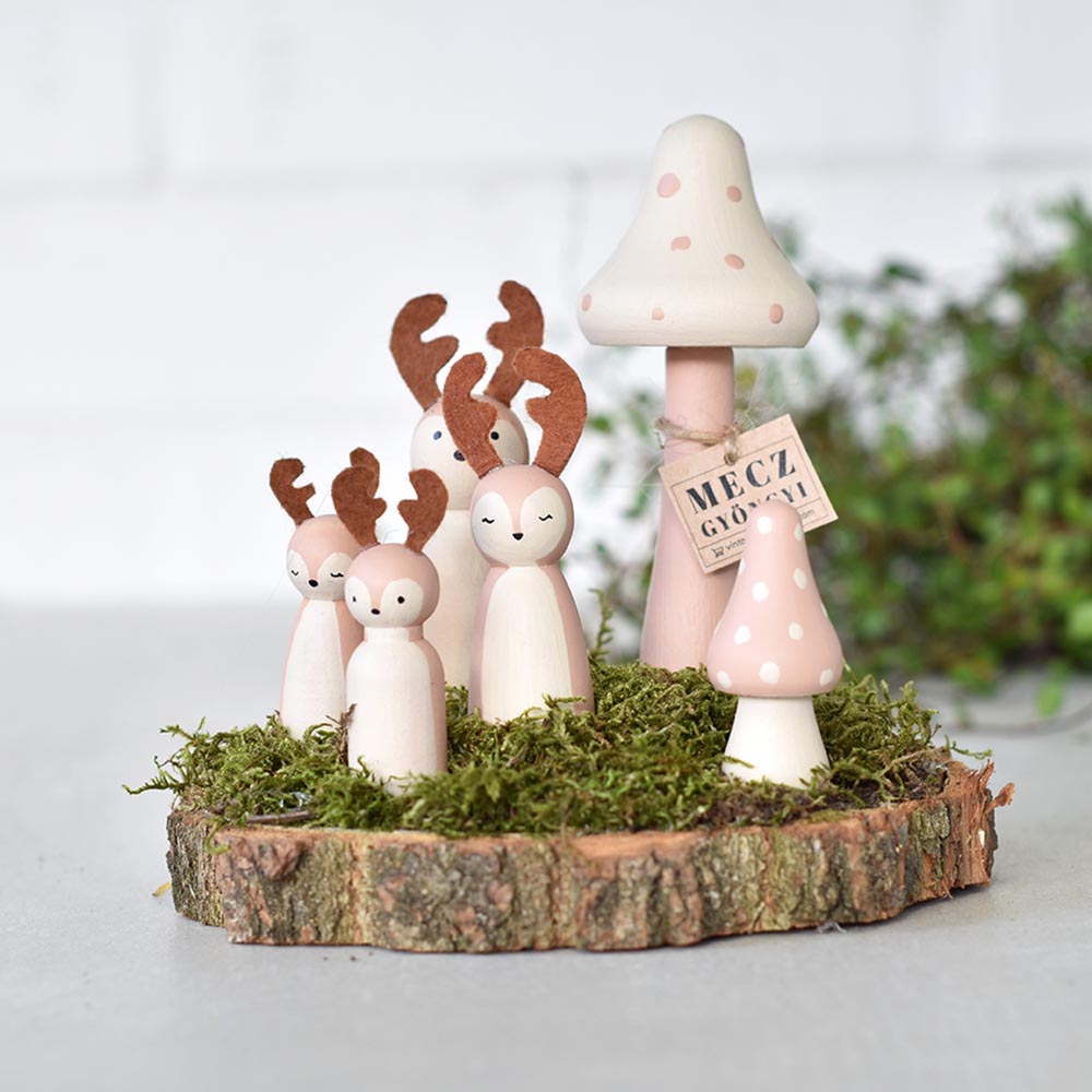 Kézzel készült szarvas család fakorongon - őszi dekor - Image 6