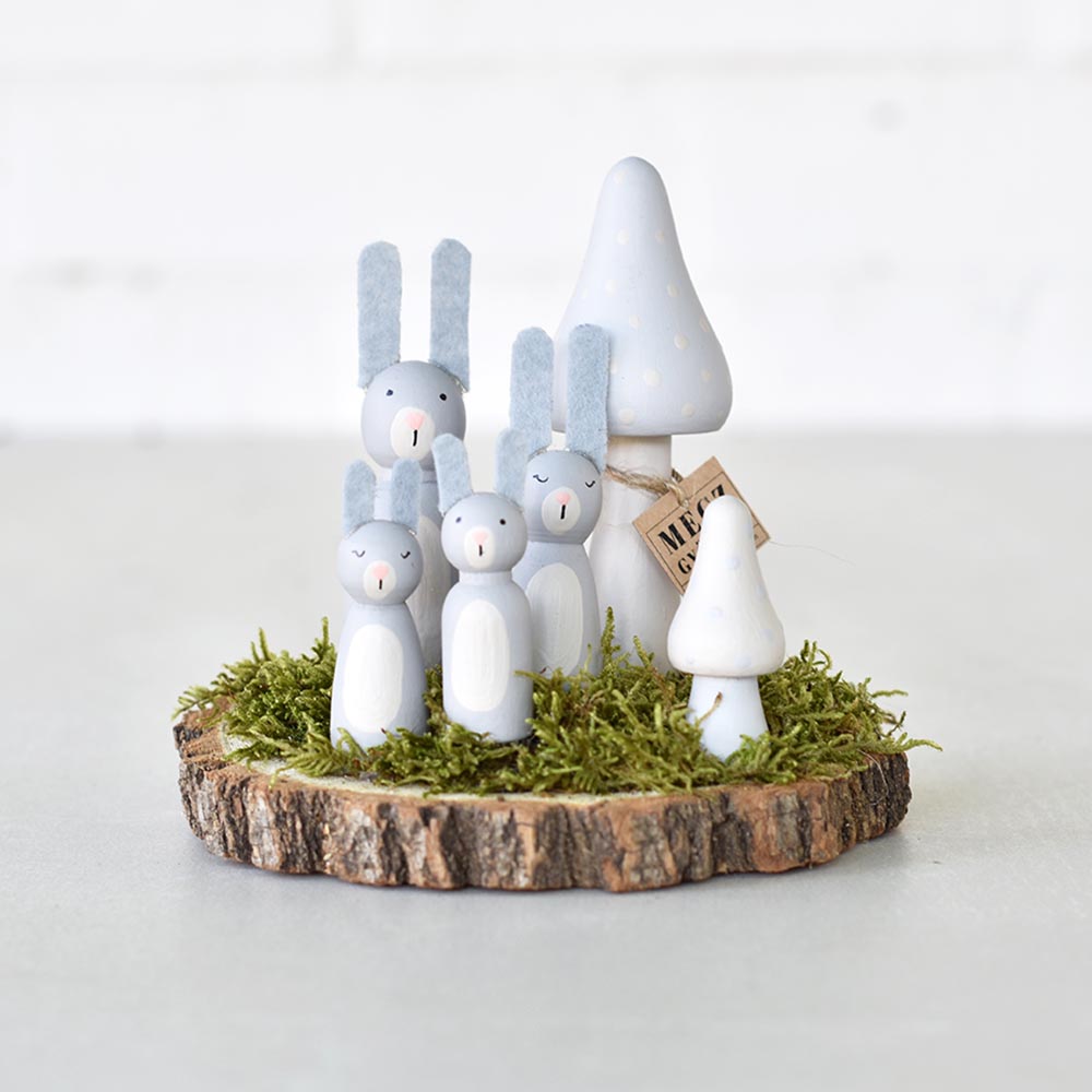 Kézzel készült nyúl család fakorongon - őszi dekor - Image 5