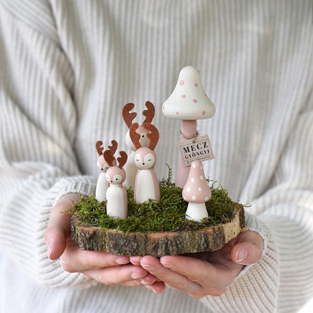 Kézzel készült szarvas család fakorongon - őszi dekor - Image 4