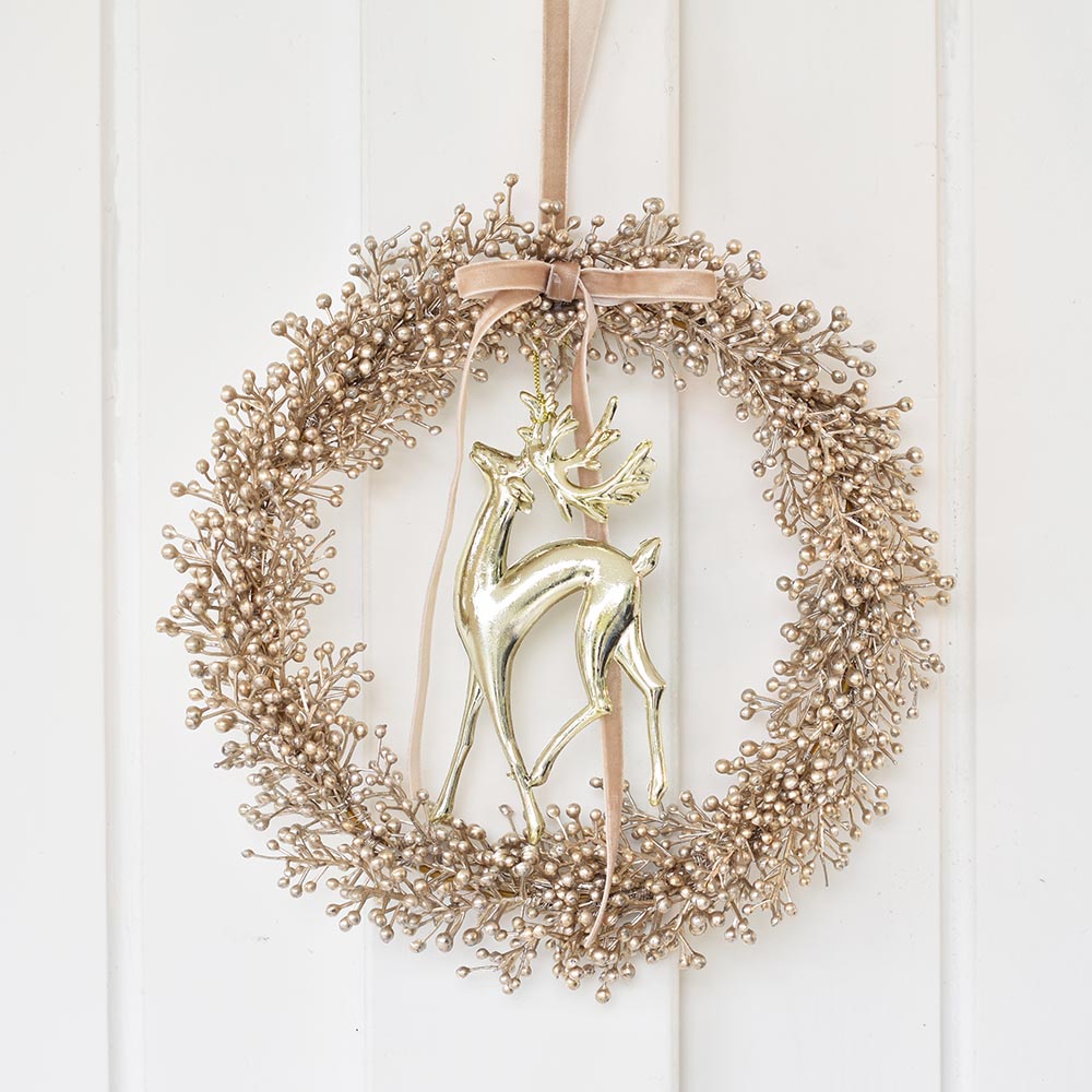 Elegáns karácsonyi ajtódísz - pezsgő színű