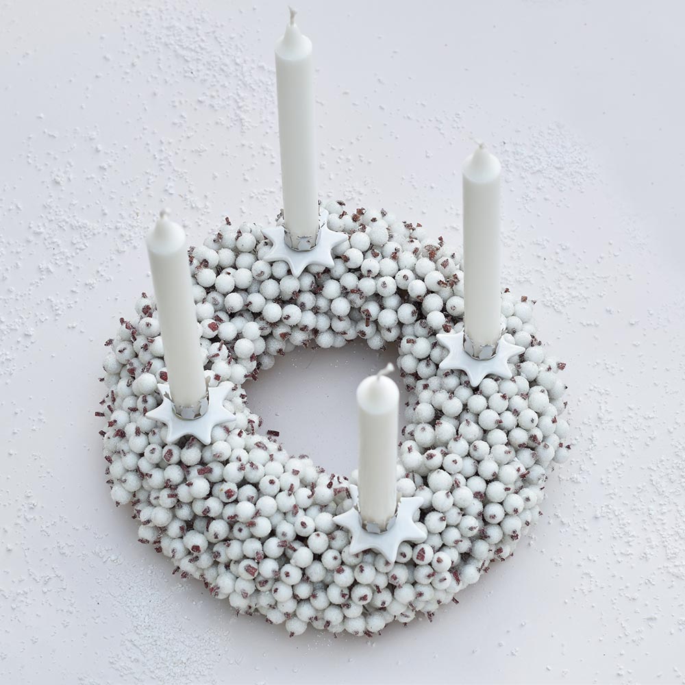 Fehér adventi asztaldísz