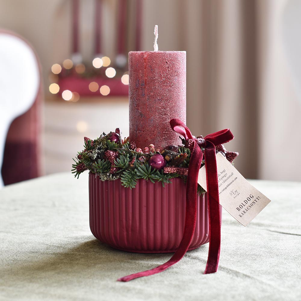 Gyertyás karácsonyi asztaldísz - többféle színben