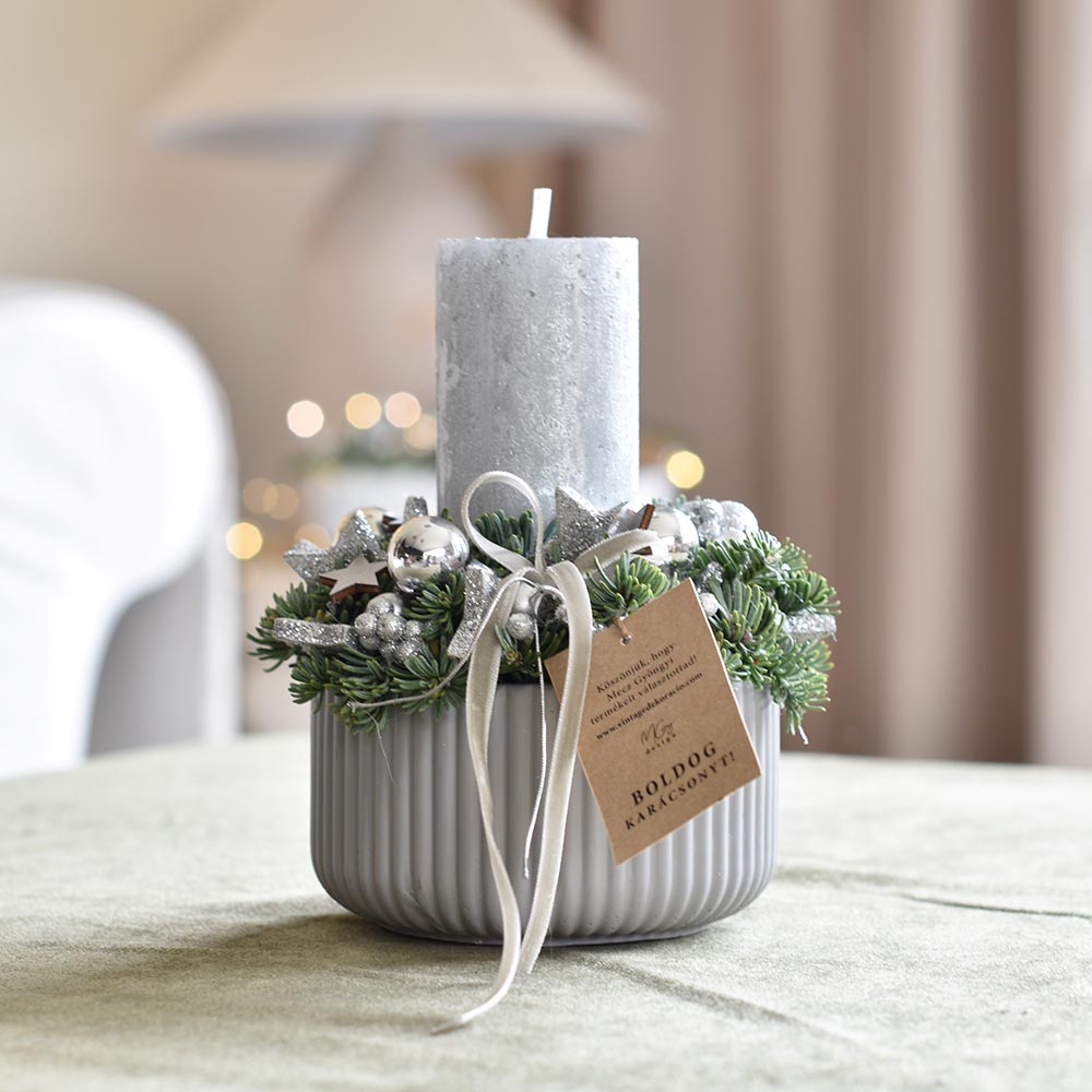 Gyertyás karácsonyi asztaldísz - többféle színben