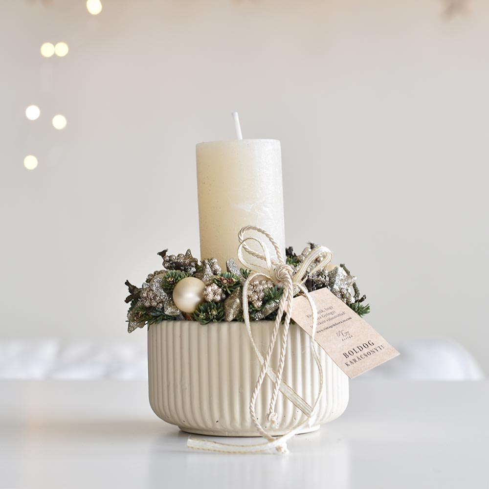 Gyertyás karácsonyi asztaldísz - többféle színben