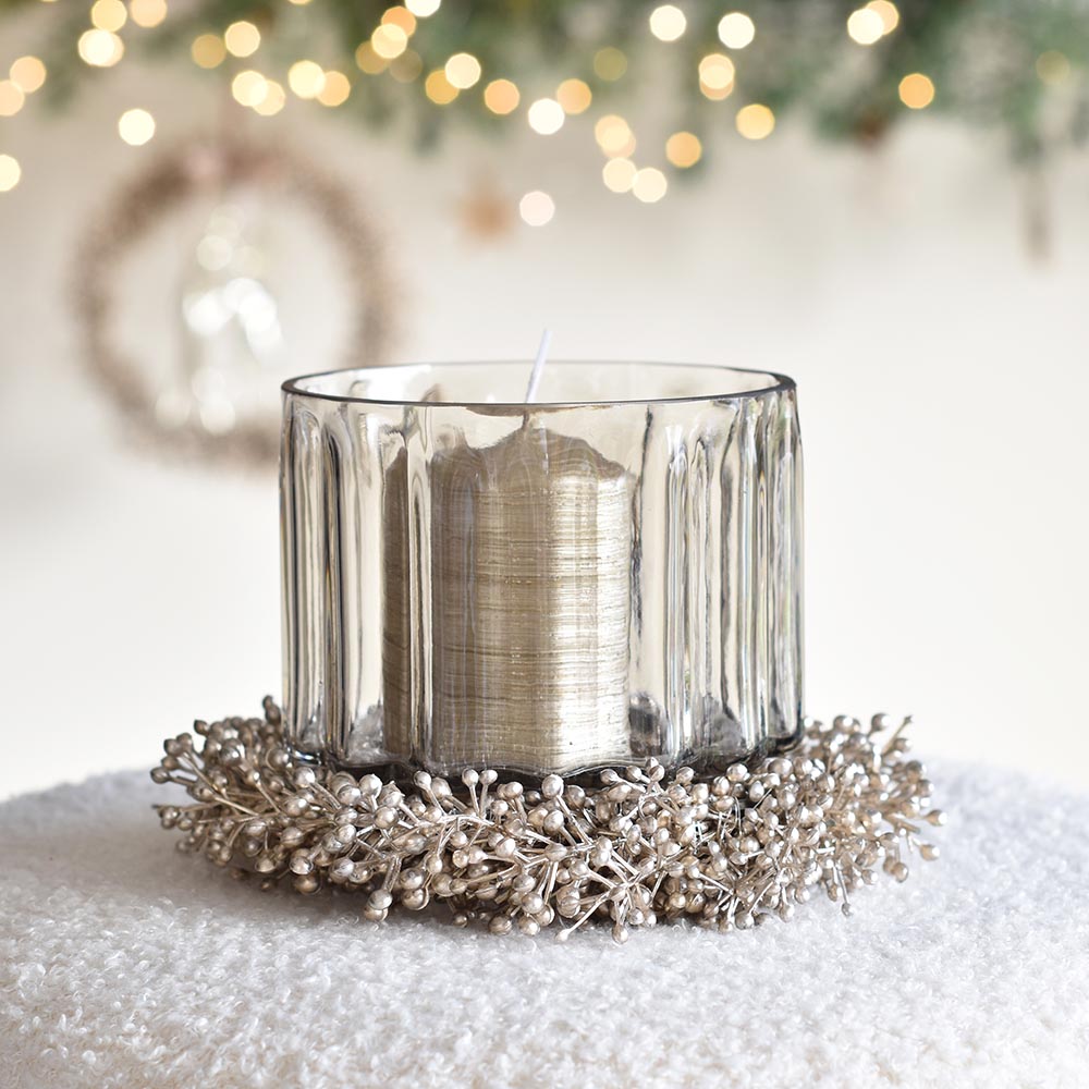 Karácsonyi asztaldísz - pezsgő színű