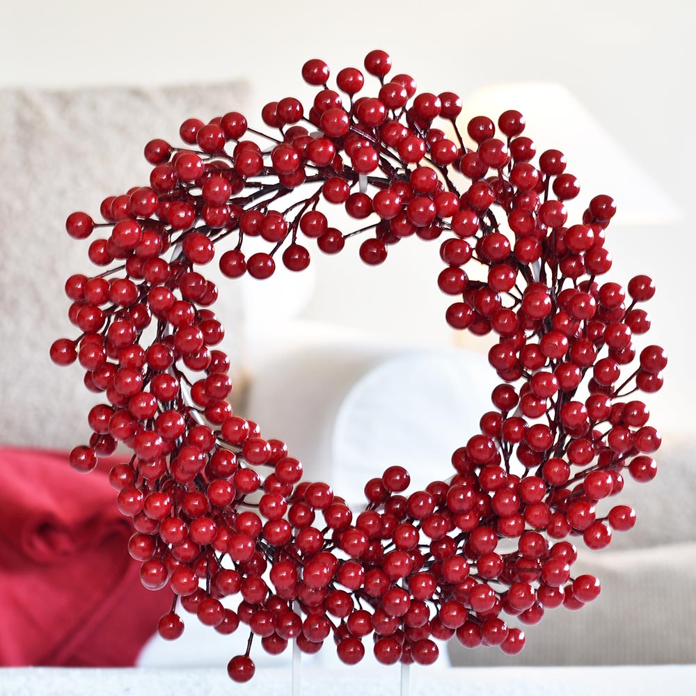 Piros karácsonyi ajtódísz