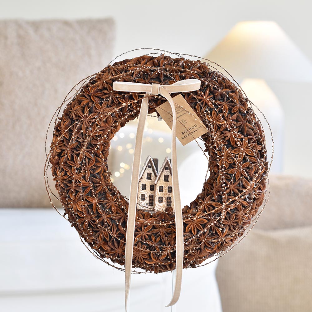 Természetes karácsonyi ajtódísz ánizsból