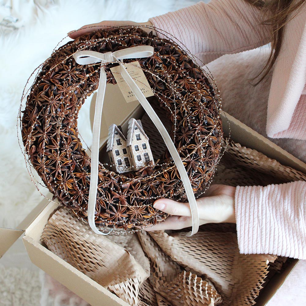 Természetes karácsonyi ajtódísz ánizsból