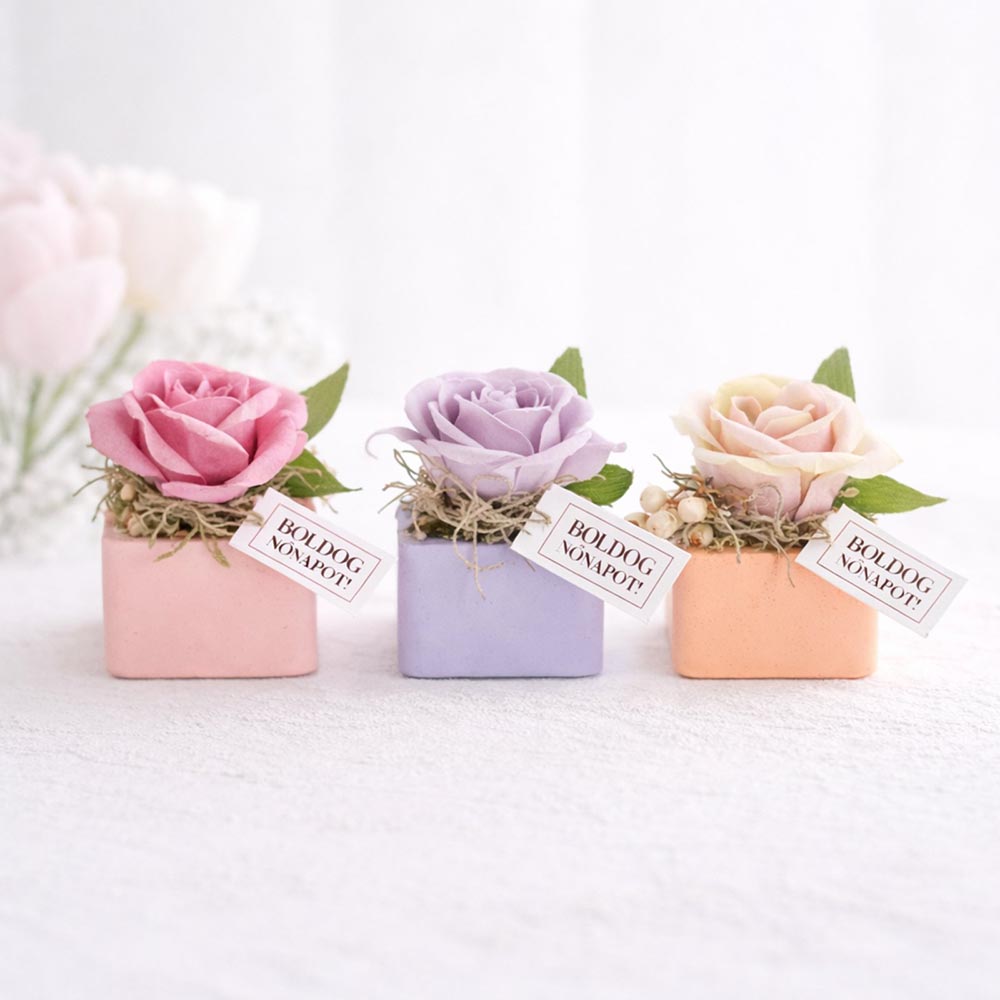 Nőnapi ajándék pasztell rózsával