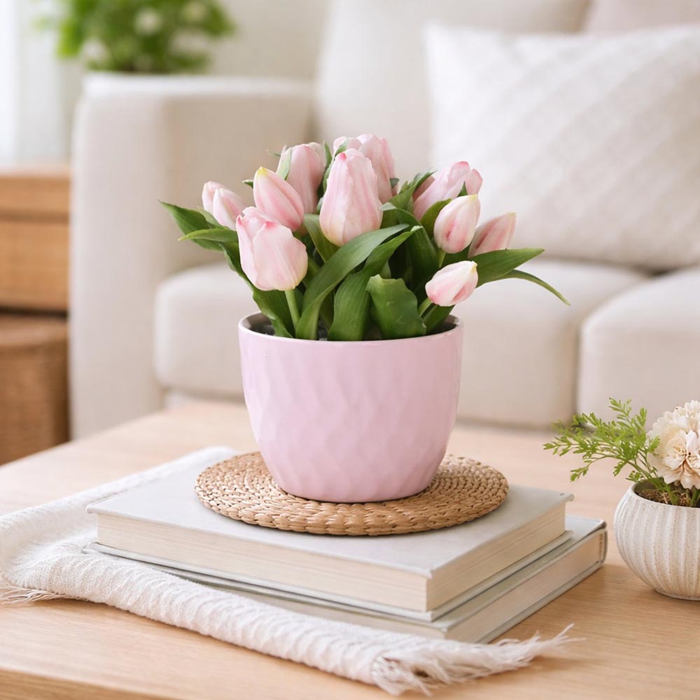 Alternative view of Pasztell tulipán asztaldísz - gondozásmentes virág dekor