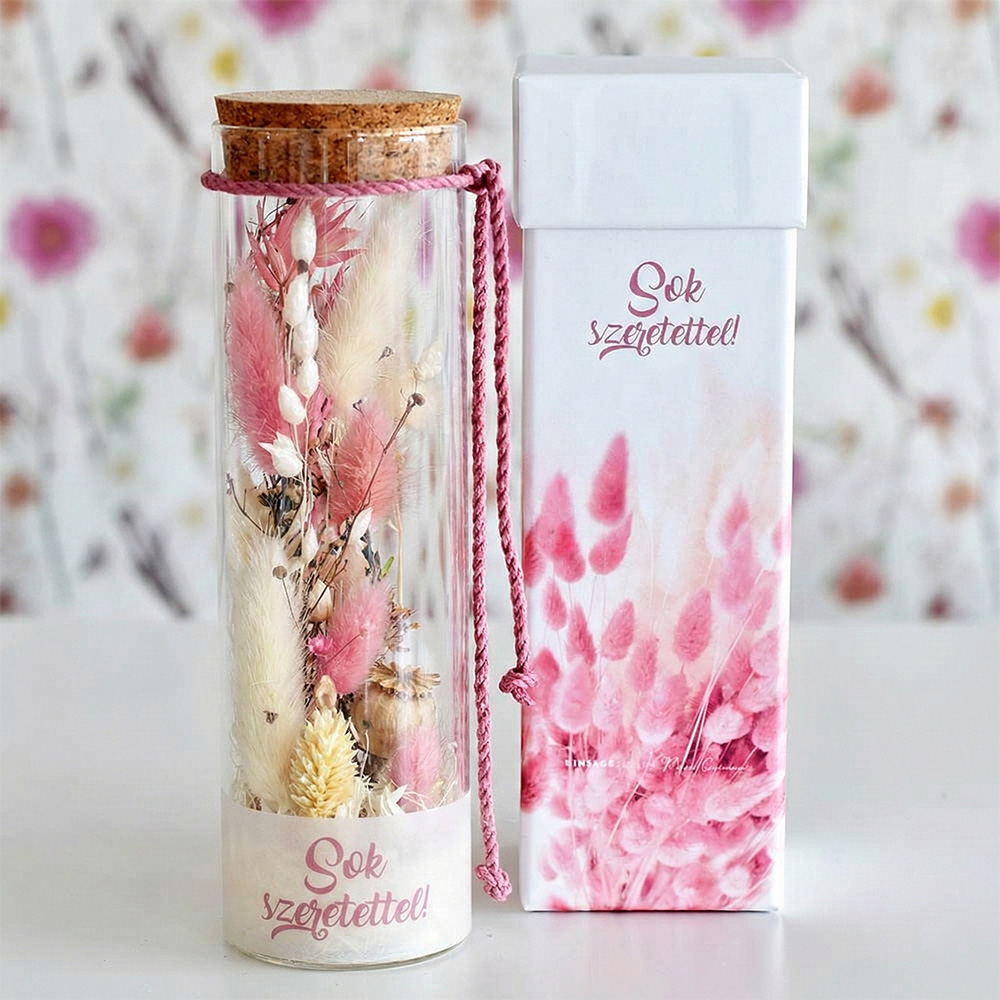Szárazvirág üveg ajándék hölgyeknek
