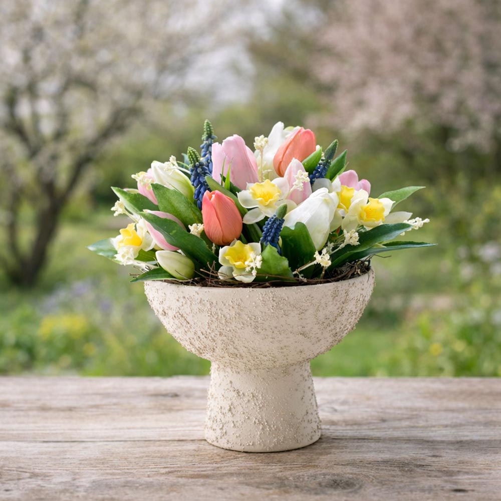 Tulipános asztaldísz - dekor kaspóban