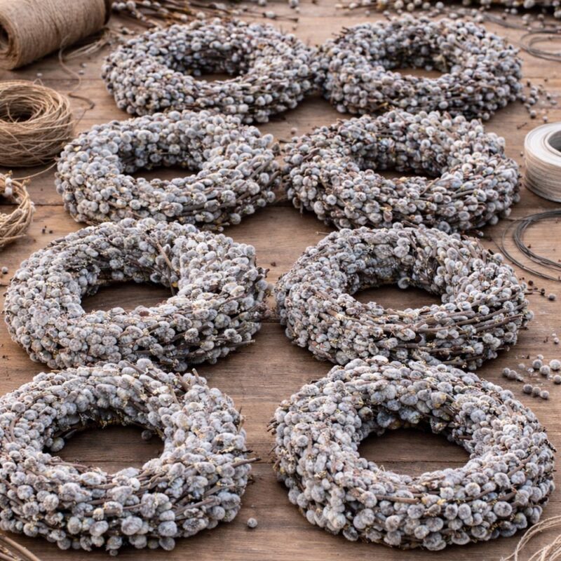 Dús barka koszorú - természetes húsvéti dekoráció