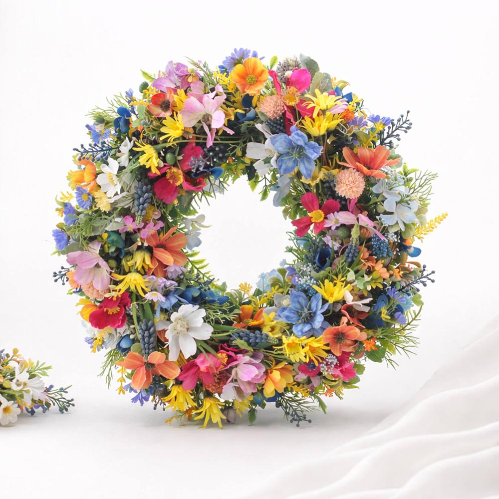 Élénk színű tavaszi koszorú dekoráció