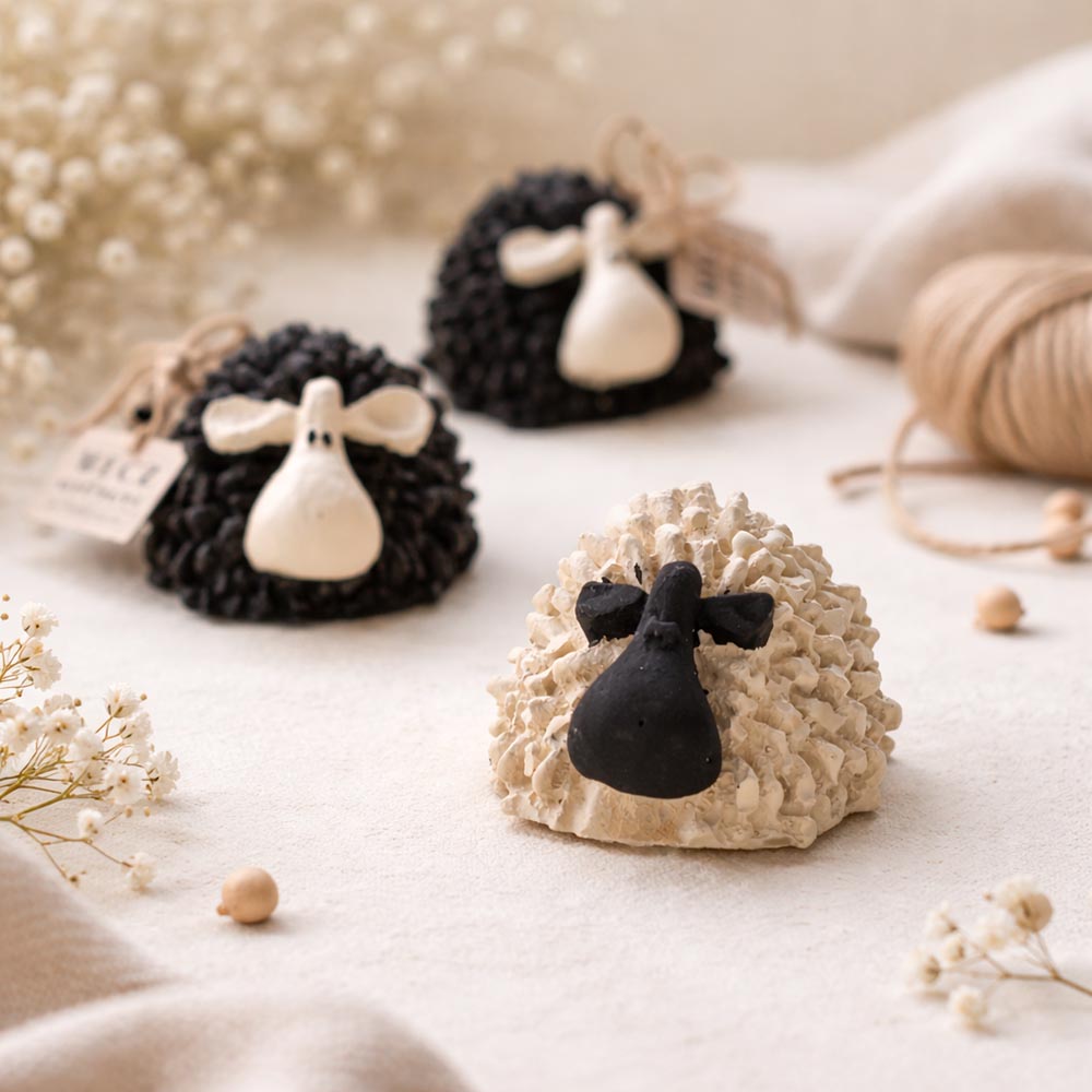 Fekete-bézs húsvéti bárány figura