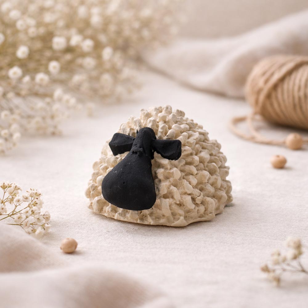 Fekete-bézs húsvéti bárány figura