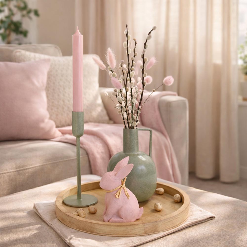 Nyuszis húsvéti asztaldísz gyertyával