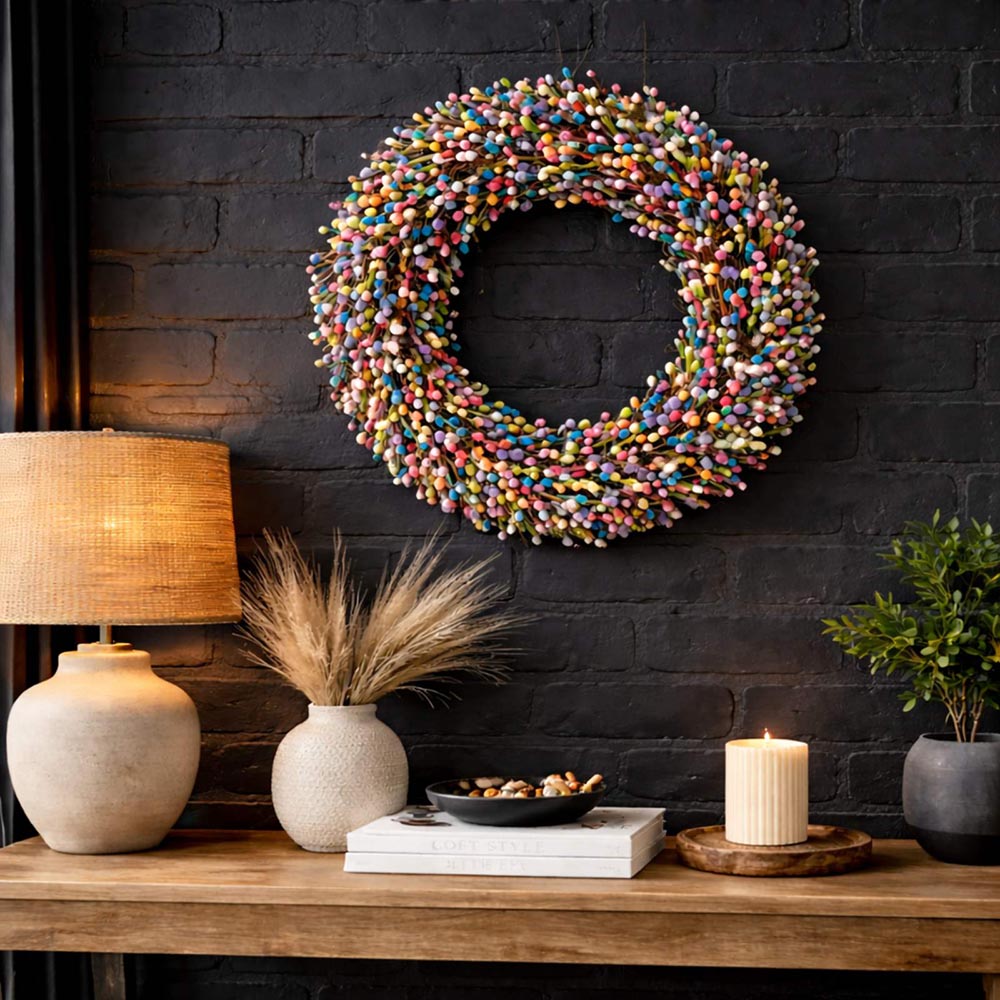 Óriás színes barka koszorú