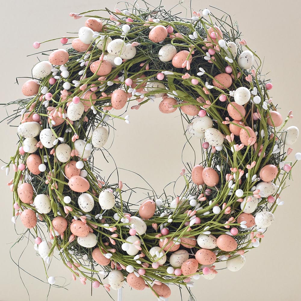 Pasztell tojásos húsvéti ajtódísz