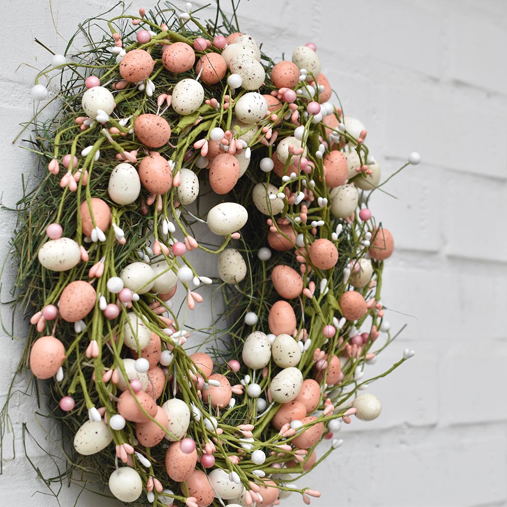 Pasztell tojásos húsvéti ajtódísz