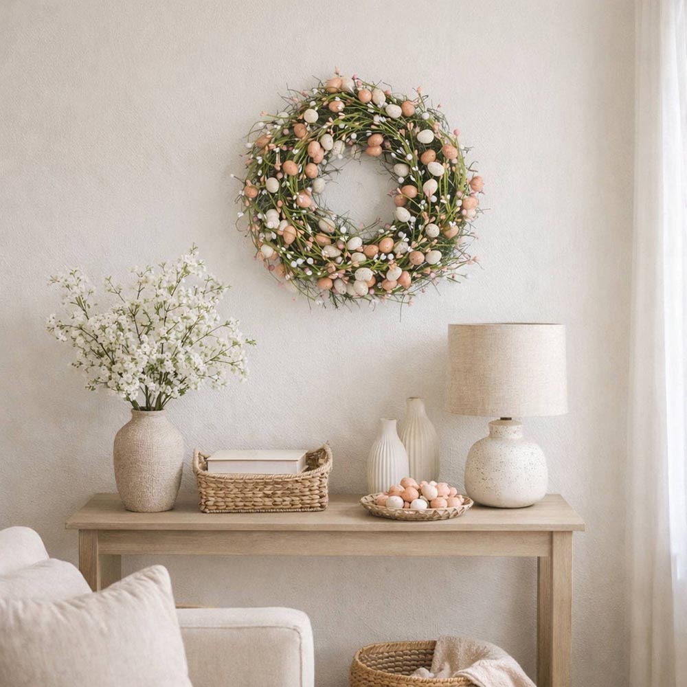 Pasztell tojásos húsvéti ajtódísz