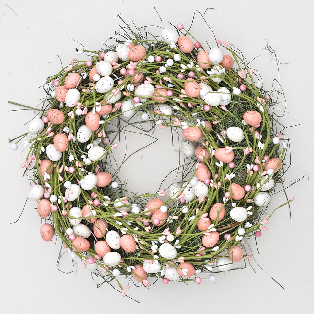 Pasztell tojásos húsvéti ajtódísz