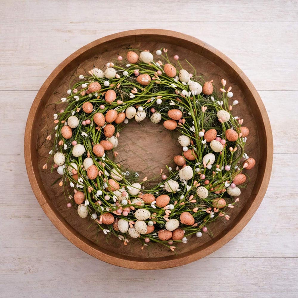 Pasztell tojásos húsvéti ajtódísz