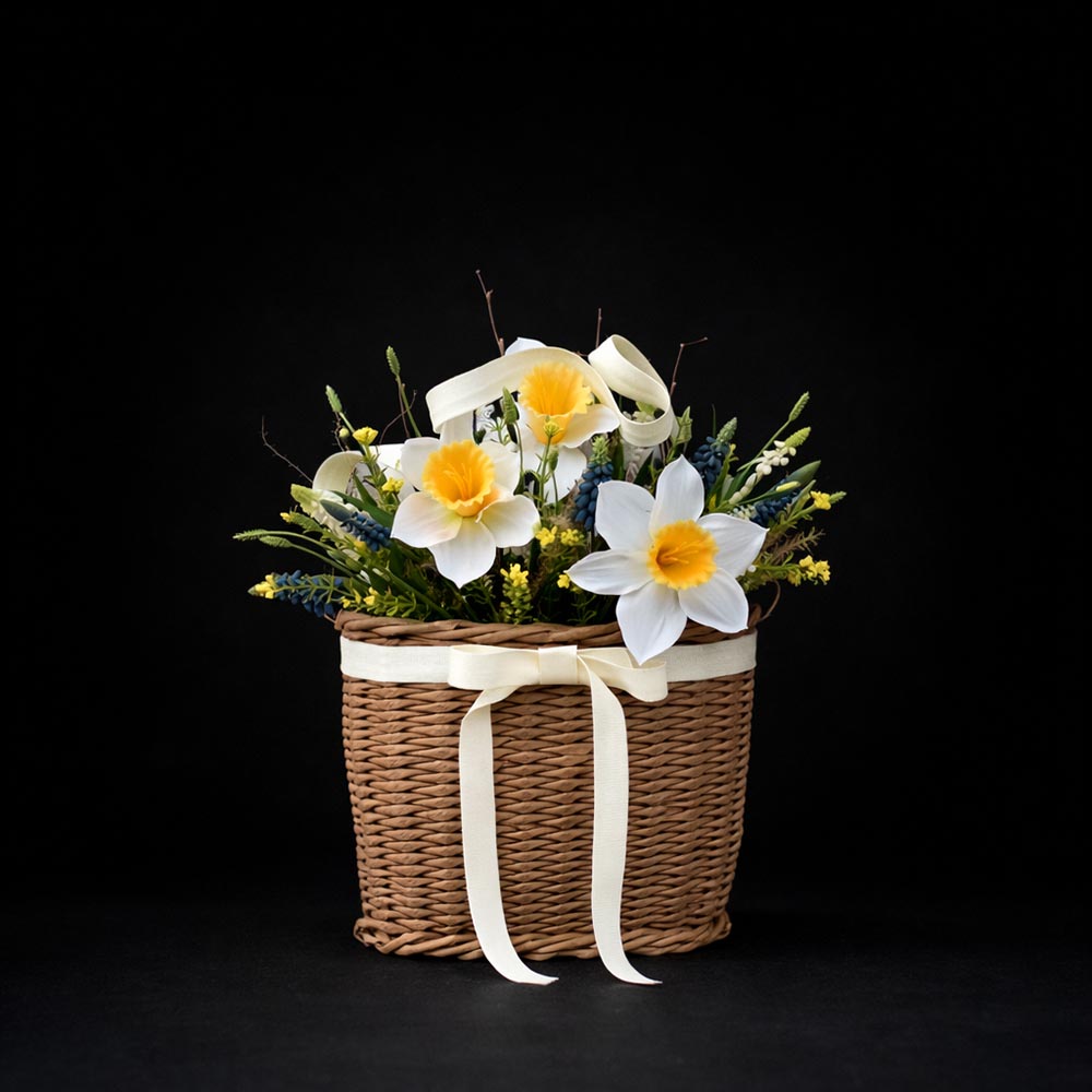 Tavaszi ajtódísz nárciszokkal