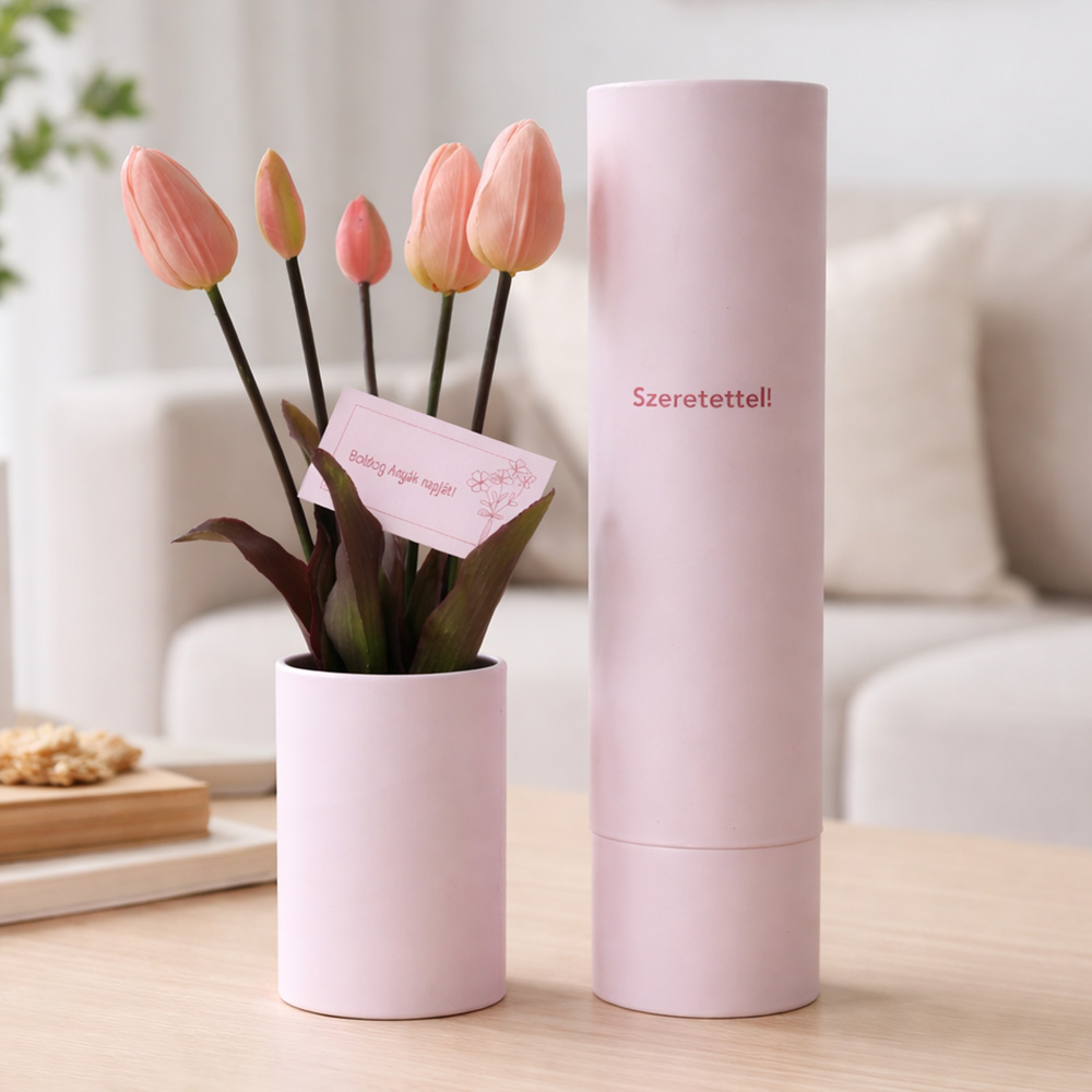 Anyák napi ajándék - tulipán díszdobozban