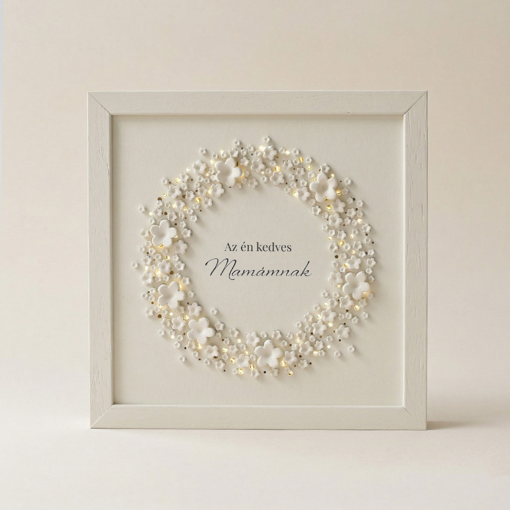 Anyák napi ajándék - virágkoszorús kép világítással