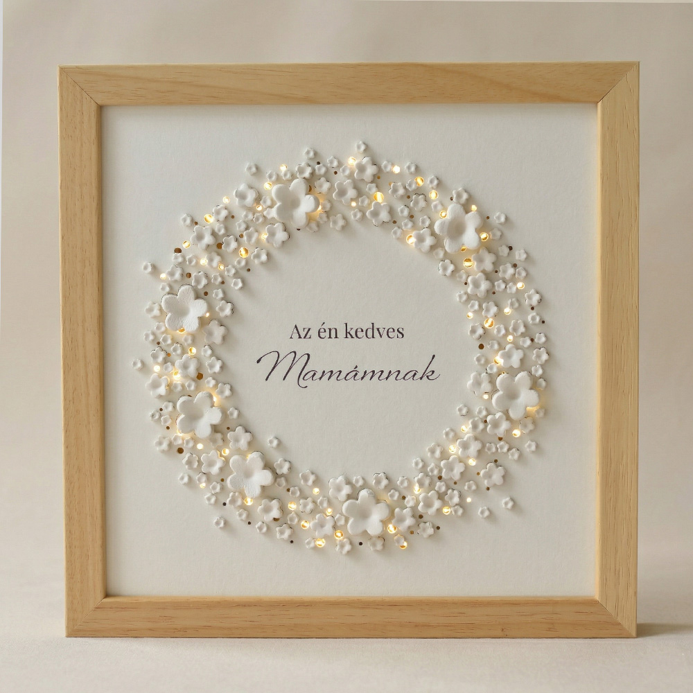 Anyák napi ajándék - virágkoszorús kép világítással