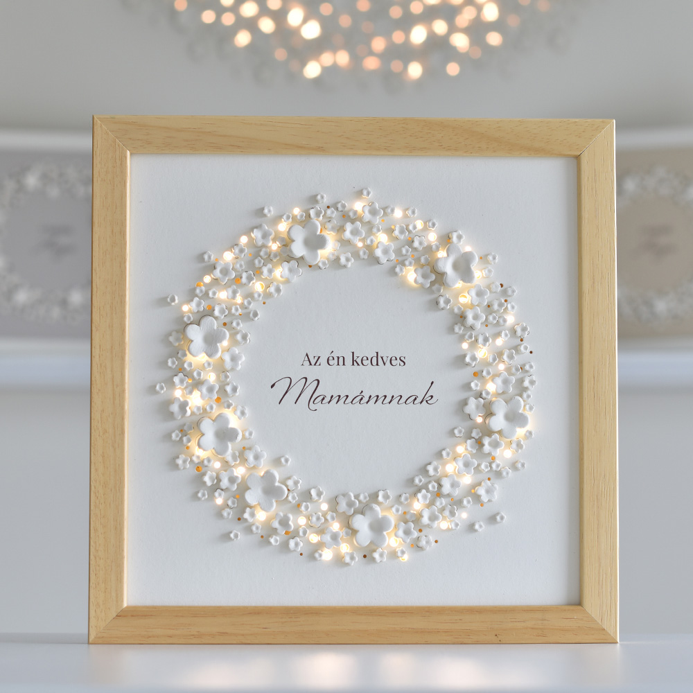 Anyák napi ajándék - virágkoszorús kép világítással
