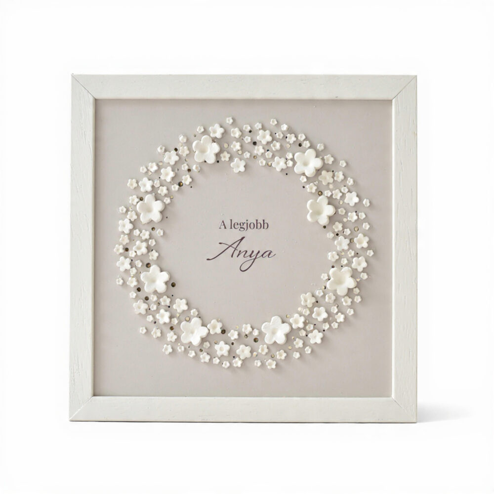Anyák napi ajándék - virágkoszorús kép világítással