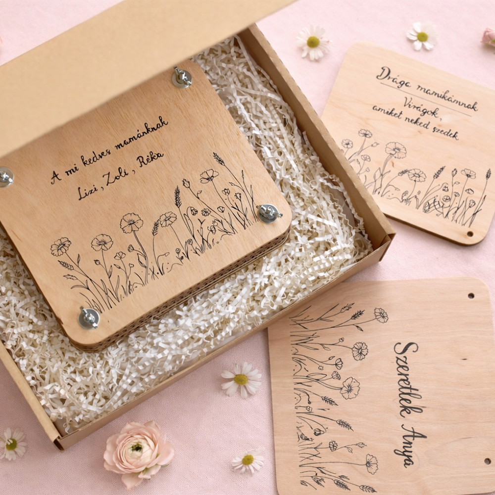 Anyák napi ajándék - virágprés egyedi felirattal