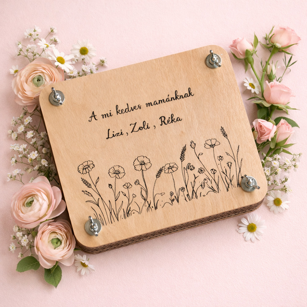 Anyák napi ajándék - virágprés egyedi felirattal
