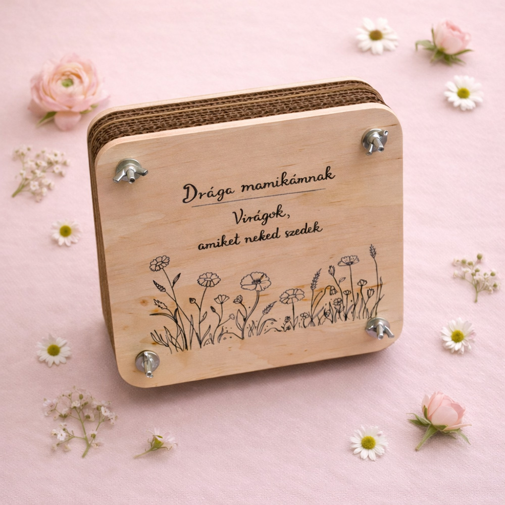 Anyák napi ajándék - virágprés egyedi felirattal