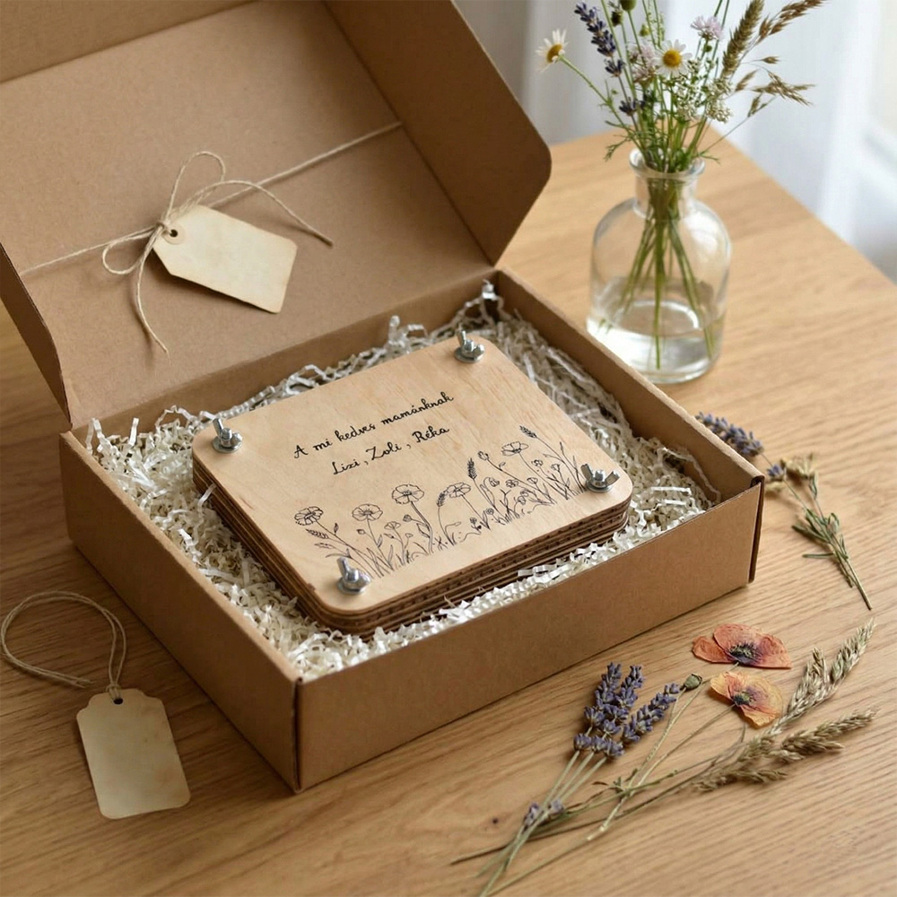 Anyák napi ajándék - virágprés egyedi felirattal