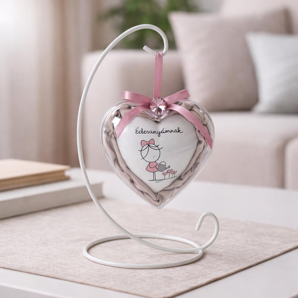 Anyák napi szív alakú dísz - dekor állvánnyal