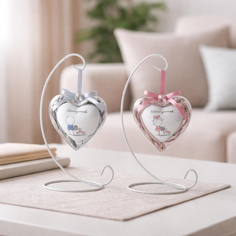 Anyák napi szív alakú dísz - dekor állvánnyal