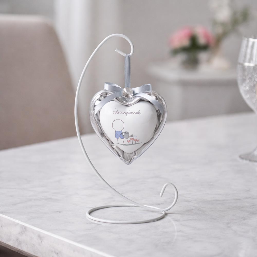 Anyák napi szív alakú dísz - dekor állvánnyal